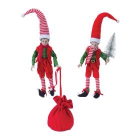 Elf w/Bag and Tree (Set of 2) 17"H, 20"H Polyester