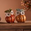 Pumpkin Owl (Set of 2) 6.75"H, 7"H Terra Cotta