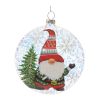 Gnome Ball Ornament (Set of 12) 4"D Glass