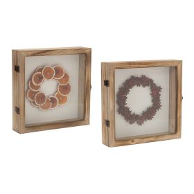 Fruit Wreath Shadow Box (Set of 2) 10"SQ Wood/Resin