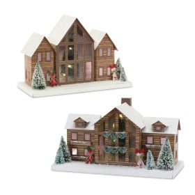 Ski Lodge (Set of 2) 14.75"L x 8.25"H, 14.75"L x 9.75"H Paper/Plastic