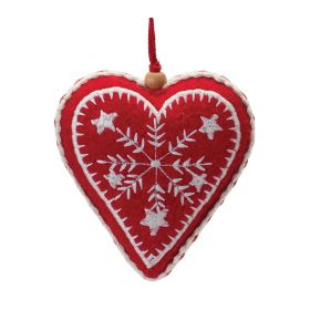 Heart Ornament (Set of 6) 4.75"H Wool