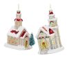 Church Ornament (Set of 6) 5.75"H, 6.25"H Glass