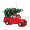 Truck w/Tree Ornament (Set of 6) 4.25"L x 3.5"H Glass