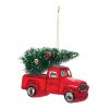 Truck w/Tree Ornament (Set of 6) 4.25"L x 3.5"H Glass