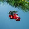 Truck w/Tree Ornament (Set of 6) 4.25"L x 3.5"H Glass