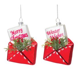 Envelope Ornament (Set of 12) 5"H Glass