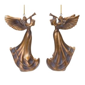 Angel w/Horn Ornament (Set of 6) 5"H Resin