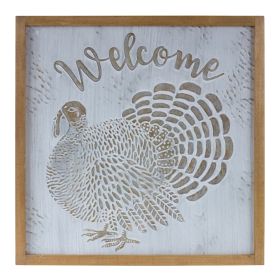 Welcome Turkey Frame 20"SQ Metal/Wood