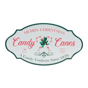 Candy Cane Sign 17.75"L x 9.75"H Metal