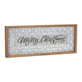 Merry Christmas Sign (Set of 2) 19.75"L x 8"H Metal/Wood