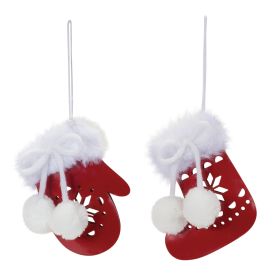 Stocking and Mitten Ornament (Set of 12) 4"H Metal