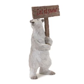 Polar Bear w/Sign 19.5"H Resin