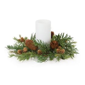 Pine Candle Ring (Set of 2) 12"D Plastic (Fits a 4" Candle)