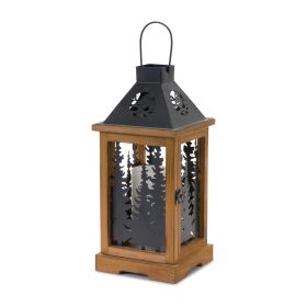 Lantern 14.75"H Metal/Wood