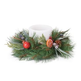 Pine w/Fruit Candle Ring 18"D PVC (Fits a 6" Candle)