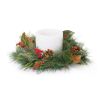 Pine w/Magnolia Leaf & Berry Candle Ring (Set of 2) 16"D PVC (Fits a 6" Candle)