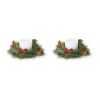 Pine w/Magnolia Leaf & Berry Candle Ring (Set of 2) 16"D PVC (Fits a 6" Candle)