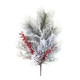 Snowy Pine w/Berry Spray (Set of 2) 20"H PVC