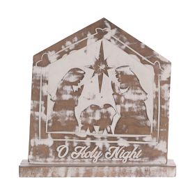 O Holy Night Holy Family (Set of 2) 9"L x 9.25"H MDF