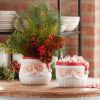 Santa Pot (Set of 2) 5.25"D x 4.25"H, 5.5"D x 5"H Ceramic