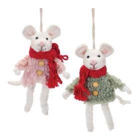 Mouse Ornament (Set of 6) 7"H Foam/Polyester