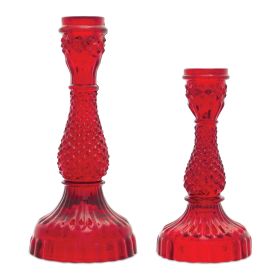 Candle Holder (Set of 2) 6.5"H, 8.25"H Glass