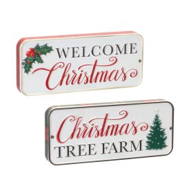 Christmas Sign (Set of 6) 8"L x 3.25"H MDF/Iron