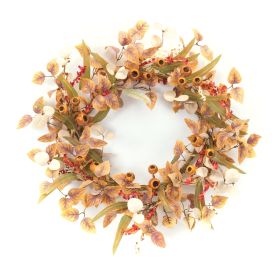 Mixed Fall Foliage Wreath 22"D Polyester