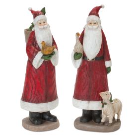 Santa w/Animals (Set of 2) 11"H Resin