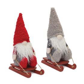 Gnome on Sled (Set of 2) 13.5"H Polyester