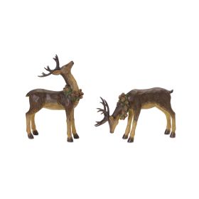 Deer (Set of 2) 13"L x 8"H, 8.75"L x 13.25"H Resin