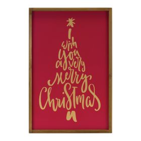 Wish You A Merry Christmas Sign 15.75"L x 23.5"H MDF/Wood