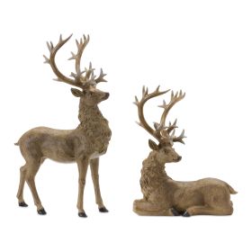 Deer (Set of 2) 11.75"L x 14.5"H, 11.5"L x 20"H Resin