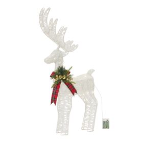 LED Deer 17"L x 33"H Cotton String 3 AA Batteries, Not Included