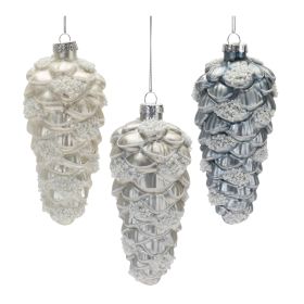 Pine Cone Ornament (Set of 12) 5.5"H Glass