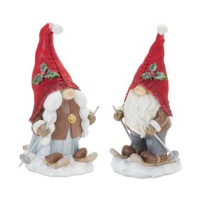 Gnome on Skis (Set of 4) 6.75"H Resin