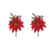 Poinsettia Pick (Set of 2) 18"H Polyester