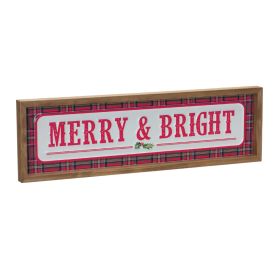 Merry & Bright Sign 19.75"L x 5.75"H MDF/Metal