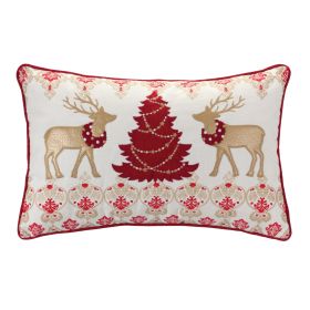 Reindeer and Tree Pillow 19"L x 11.5"H Polyester