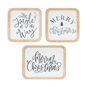 Christmas Plaque (Set of 12) 5"SQ, 5"SQ, 6.5"L x 5"H MDF/Wood