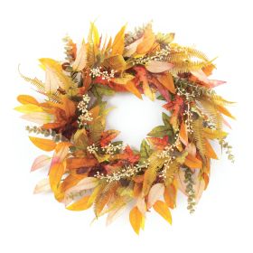 Mixed Fall Foliage Wreath 28"D Polyester