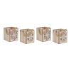 Snowflake Lantern (Set of 4) 14"H Wood