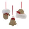 Mitten/Hat/Bell Ornament (Set of 12) 3.5"H, 4"H, 4.25"H Resin