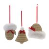 Mitten/Hat/Bell Ornament (Set of 12) 3.5"H, 4"H, 4.25"H Resin