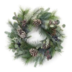 Pine/Berry/Eucalyptus Wreath 24"D Polyester/PVC