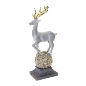 Deer on Orb 14"H Resin