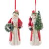 Santa w/Cardinal Ornament (Set of 6) 4.5"H Resin