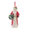 Santa w/Cardinal Ornament (Set of 6) 4.5"H Resin