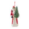 Santa w/Cardinal Ornament (Set of 6) 4.5"H Resin